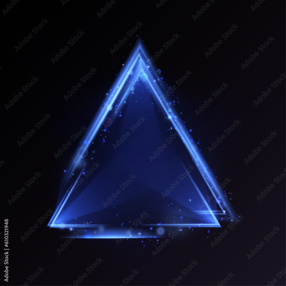 Poster shining bright purple triangle. frame with light effects. vector illustration. place for text and pr