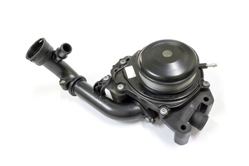 Water pump for car cooling system on white background, isolated, Car maintenance service.