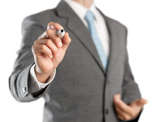 Business hand drawing on virtual screen