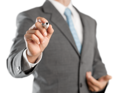 Business hand drawing on virtual screen