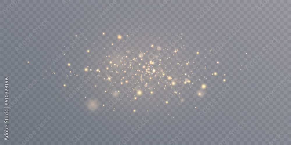 Poster Light effect with lots of shiny shimmering particles isolated on transparent background. Vector star cloud with dust.	