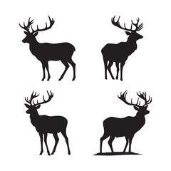 Set of deer silhouette