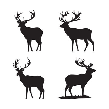 Set of deer silhouette