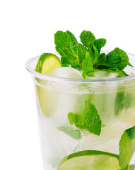 Fresh mojito drink on white background