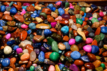 Collection of vibrant color gem stones background.