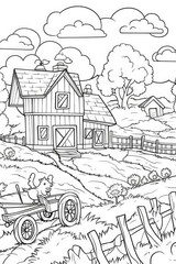 Fototapeta premium The field scenery in the style of sketching.