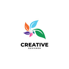 leaf logo gradient colorful design illustrations.