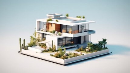 Exterior View of modern House isolated, Generative Ai