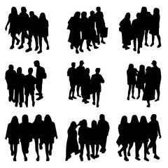 Vector Collection Set of Socialite People Silhouettes 