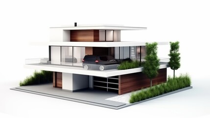 Exterior View of modern House isolated, Generative Ai