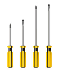 screw driver collection tools illustrator . vector clipart on a white background.