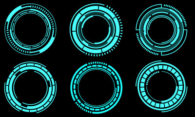 Set of sci fi circle user interface elements technology futuristic design modern creative vector - obrazy, fototapety, plakaty