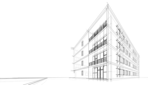 Modern office building concept 3d rendering