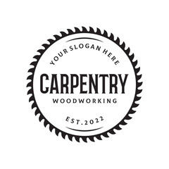 Wood saw premium logo template design with vintage carpentry tools.Logo for business, carpentry, lumberjack, label, badge.