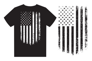 USA Vintage Distressed Flag T-Shirt Design
