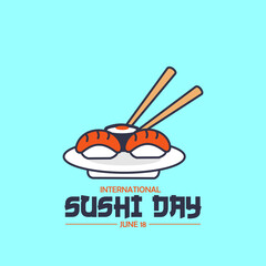 Vector illustration, as a banner, poster or template, international sushi day.