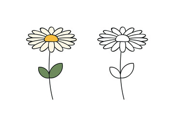 flower hand drawing outline for coloring book