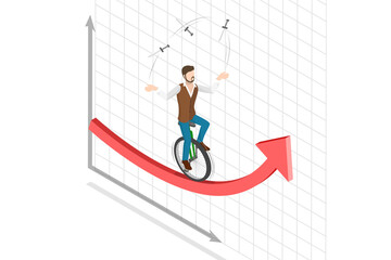 3D Isometric Flat  Conceptual Illustration of Investment Risk