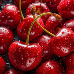 fresh, red  cherries, ai generated