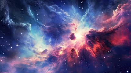 Across the mystical realm of infinite possibilities a sky of endless galaxies stars Fantasy art concept. AI generation