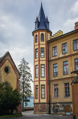 Fototapeta premium Tower of Castle in Bzenec town in Czech Republic