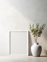 Modern glass vase with clean lines and gentle music. Minimalist mockup for podium display or showcase. AI generation