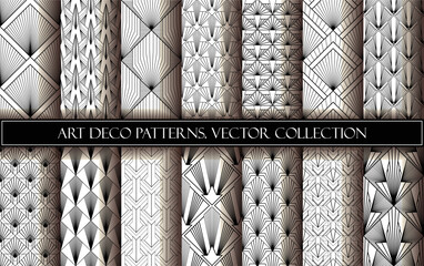 Art Deco Wallpapers Collection. Black and white seamless patterns
