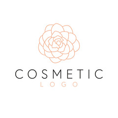 Cosmetic vector logo design. Simple flower logotype. Beauty industry logo template.