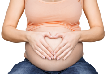 Cute pregnant woman isolated on white