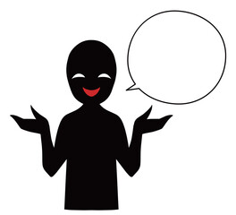 悪人イメージのシルエットの人物のイラストと吹き出しの素材