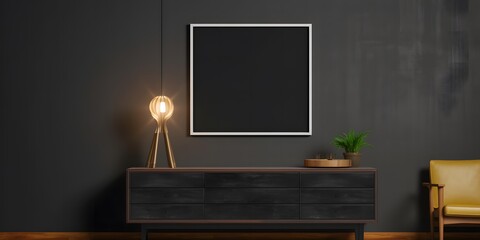 Mockup poster frame in modern interior background, 3d render