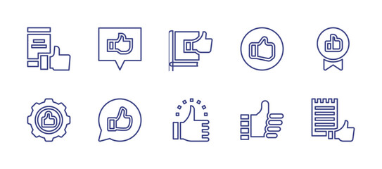 Like line icon set. Editable stroke. Vector illustration. Containing like, thumbs up.