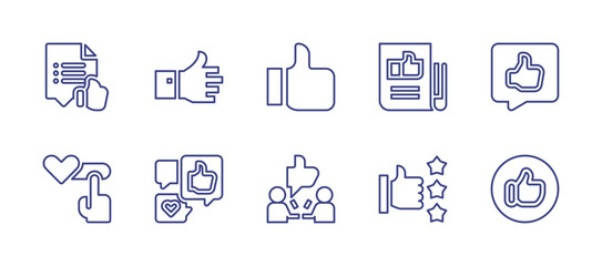 Like line icon set. Editable stroke. Vector illustration. Containing like, thumbs up, reaction, suggest.