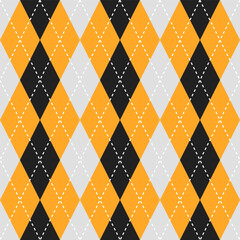 Argyle vector pattern. Argyle pattern. Black and yellow color argyle pattern. Seamless geometric pattern for clothing, wrapping paper, backdrop, background, gift card.