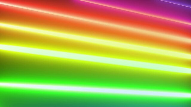 Looping animation of a repeating abstract pattern of neon light with rainbow colors