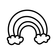 cute rainbow and clouds in hand drawn style.