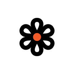 Flower Icon, Daisy Symbol, Floral Logo, Garden Silhouette, Blossom Pictogram in Minimal Style