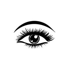 Eye Icon, Vision Symbol, Simple Ophthalmologist Sign, Woman Sight with Thick Eyelashes, Eyelash Extensions