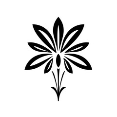 Fototapeta na wymiar Flower Icon, Daisy Symbol, Floral Logo, Garden Silhouette, Blossom Pictogram in Minimal Style