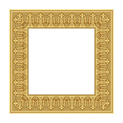 3d render antique classic golden frame isolated on white background