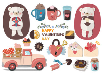 Happy Valentine's Day sticker set, ハッピーバレンタインデーステッカーセット,PNG