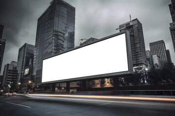 Fototapeta na wymiar Blank space billboard in a modern city in hdr style - Template design theme - Generative AI
