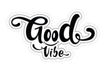 Good vibe text design, Black and white, Handwriting, banner with smile