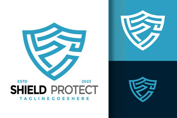 Simple modern shield initial letter e logo vector icon illustration