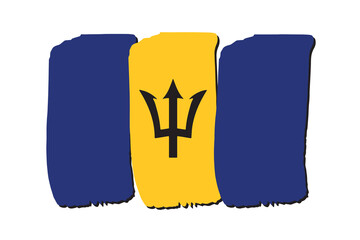 Barbados Flag with colored hand drawn lines in Vector Format