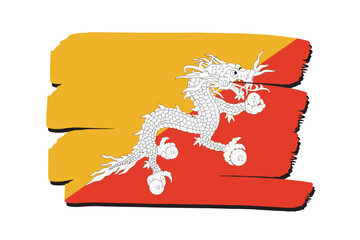 Bhutan Flag with colored hand drawn lines in Vector Format