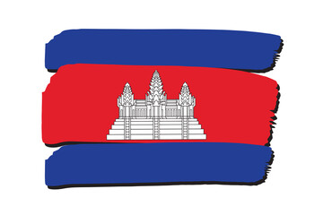 Cambodia Flag with colored hand drawn lines in Vector Format