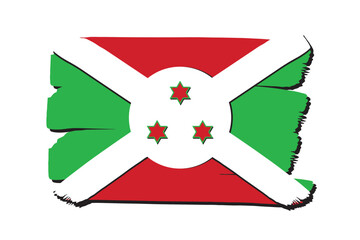 Burundi Flag with colored hand drawn lines in Vector Format