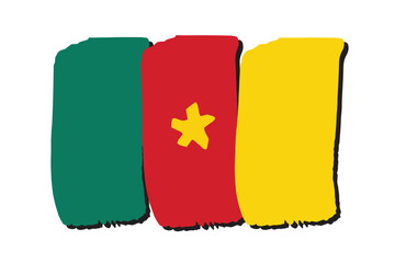 Cameroon Flag with colored hand drawn lines in Vector Format