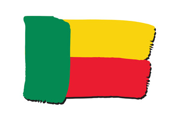 Benin Flag with colored hand drawn lines in Vector Format